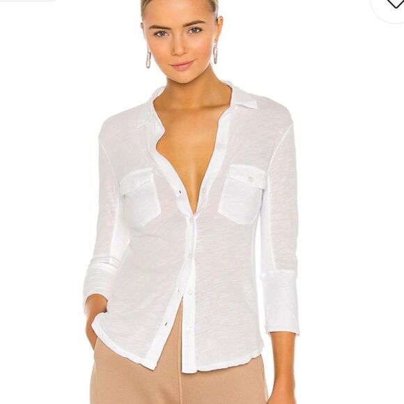 James Perse Cream Knit Buttondown Size 1 - Picture 4 of 6